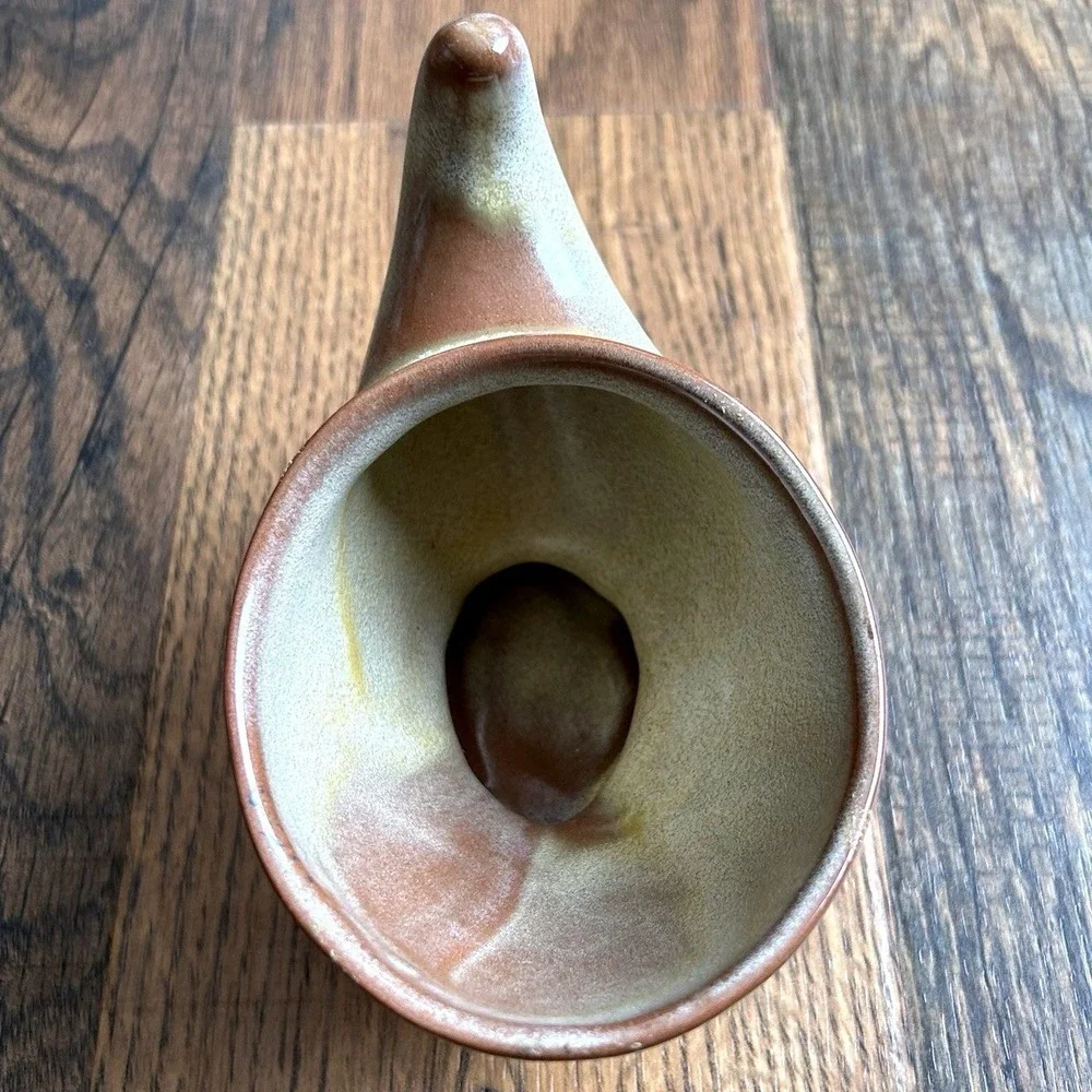 Frankoma Pottery 575 Footed Vase Brown Tan Green Glaze Vintage Decor